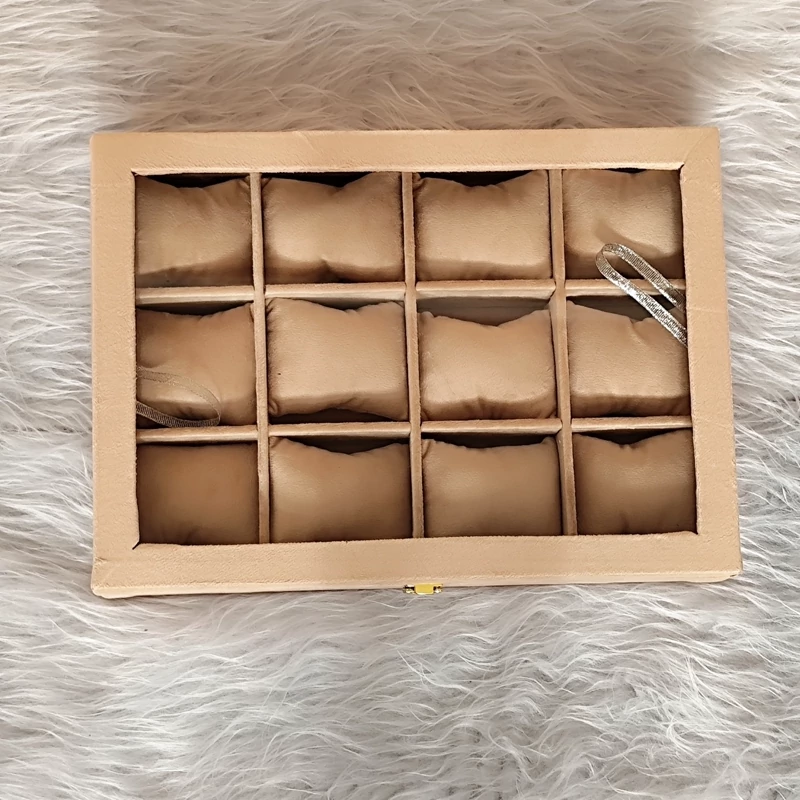 استند ساعت درب دار شیشه ای رنگ کرم روشن