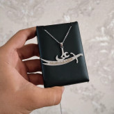 گردنبند ذوالفقار جنس استیل رنگ نقره ای