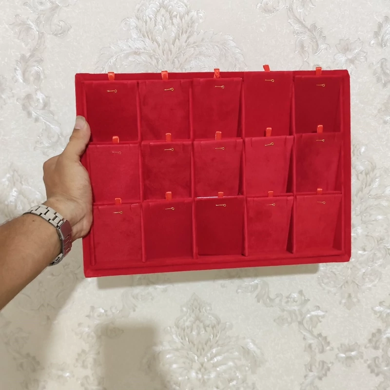 استند نیم ست بدلیجات و جواهرات 15 خانه رنگ قرمز
