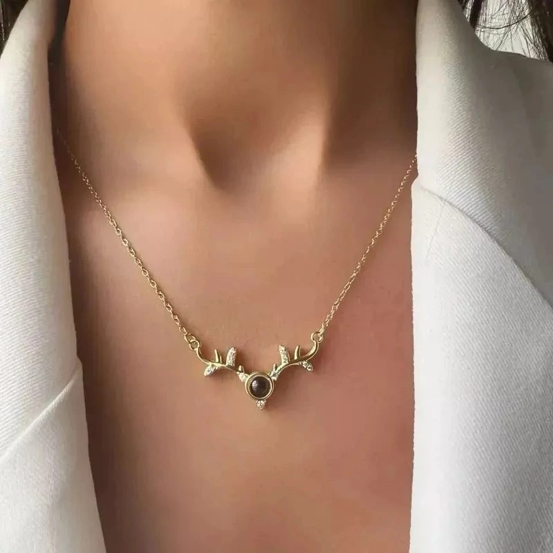 گردنبند تلسکوپی دوستت دارم  به صد زبان دنیا طرح شاخ گوزن