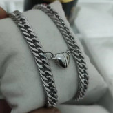 دستبند ست مگنتی استیل زن و مرد طرح قلب سیلور