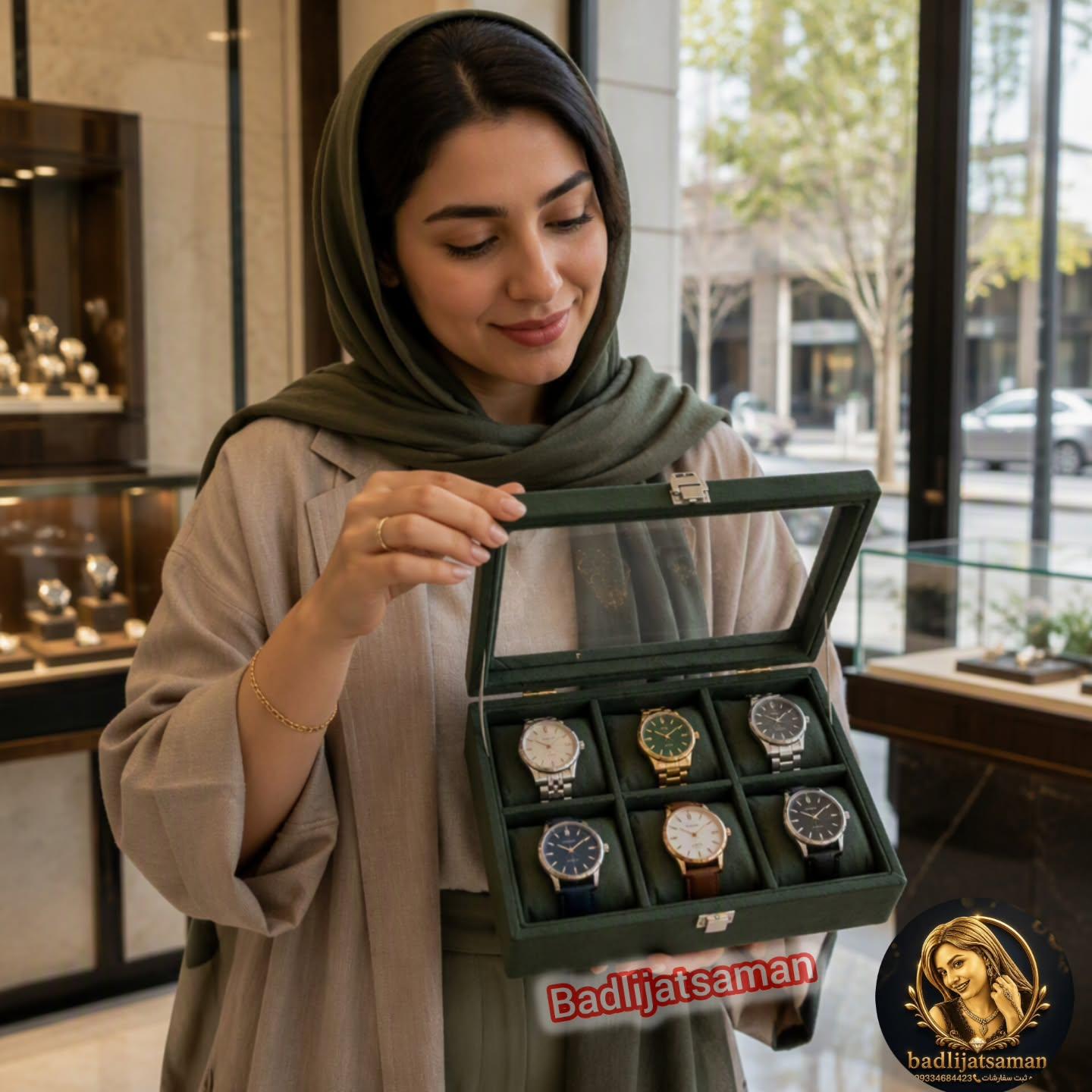 باکس و نظم دهنده ساعت درب دار 6 تایی رنگ سبز