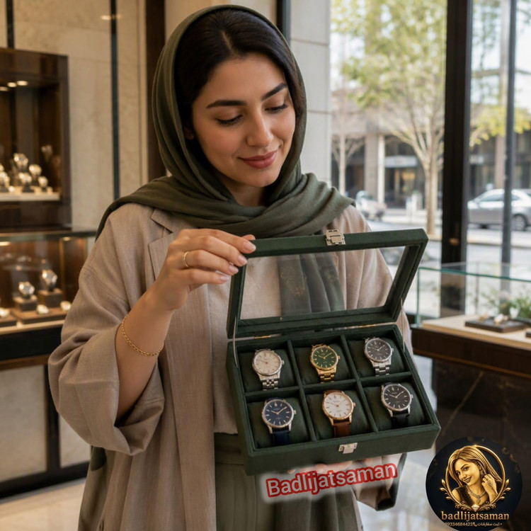 باکس و نظم دهنده ساعت درب دار 6 تایی رنگ سبز
