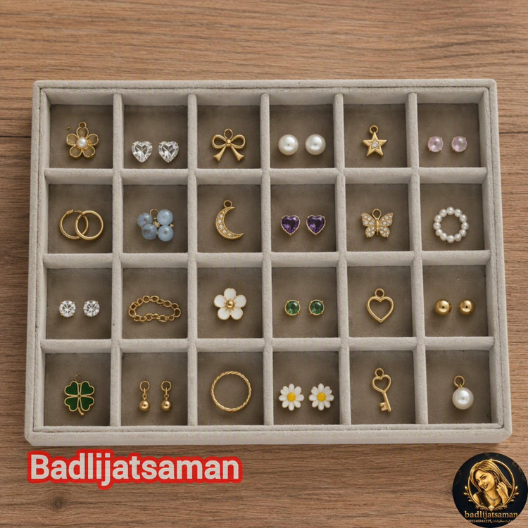 استند و نظم دهنده 24 خانه مخمل رنگ طوسی روشن