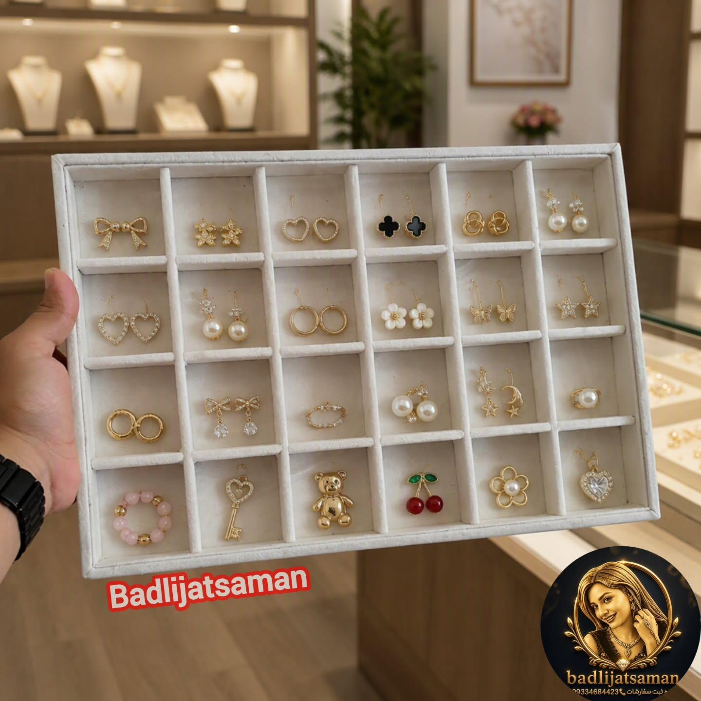 استند و نظم دهنده 24 خانه مخمل کرم روشن