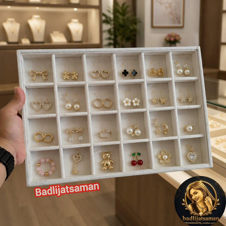 استند و نظم دهنده 24 خانه مخمل کرم روشن