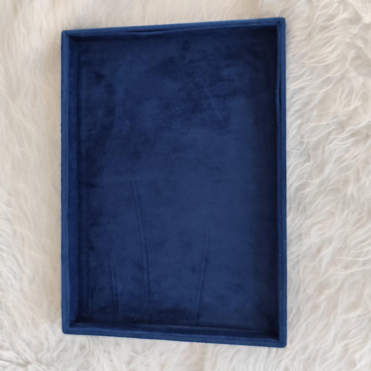 سینی ساده جواهرات مخمل رنگ سرمه ای 25*35