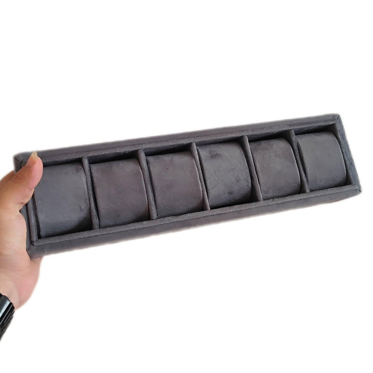 استند و نظم دهنده ساعت فول مخمل طوسی 6 خانه