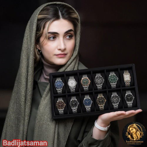 استند و نظم دهنده ساعت فول مخمل مشکی 12 خونه