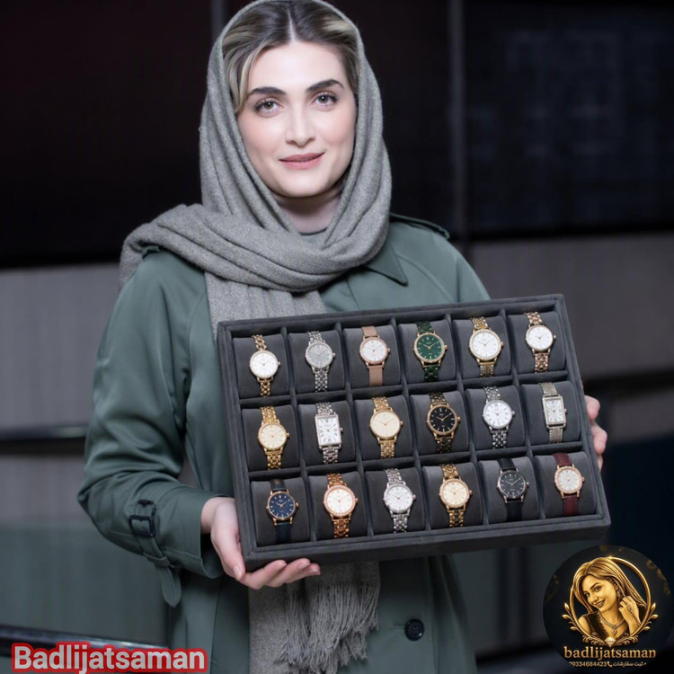 استند و نظم دهنده ساعت فول مخمل طوسی تیره 18 خانه