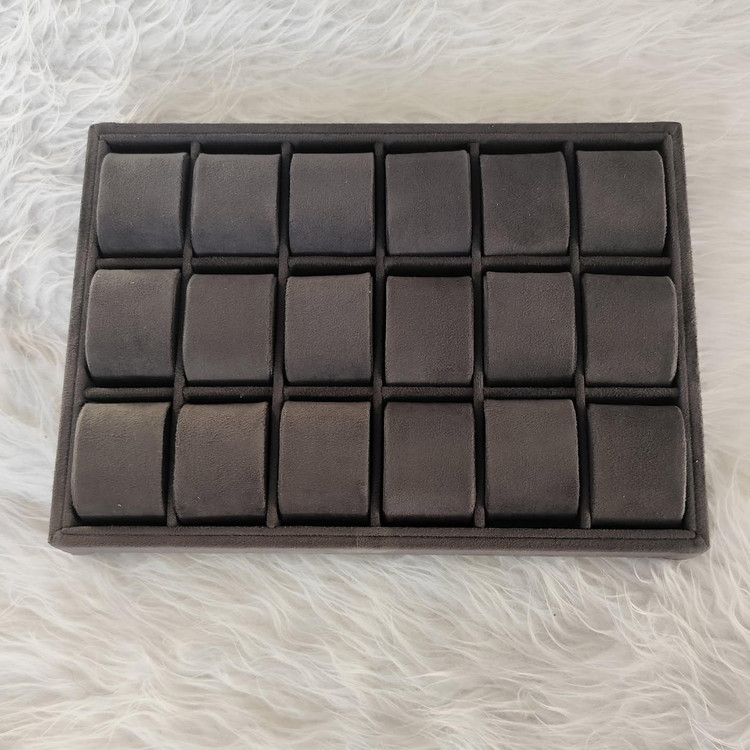 استند و نظم دهنده ساعت فول مخمل طوسی تیره 18 خانه