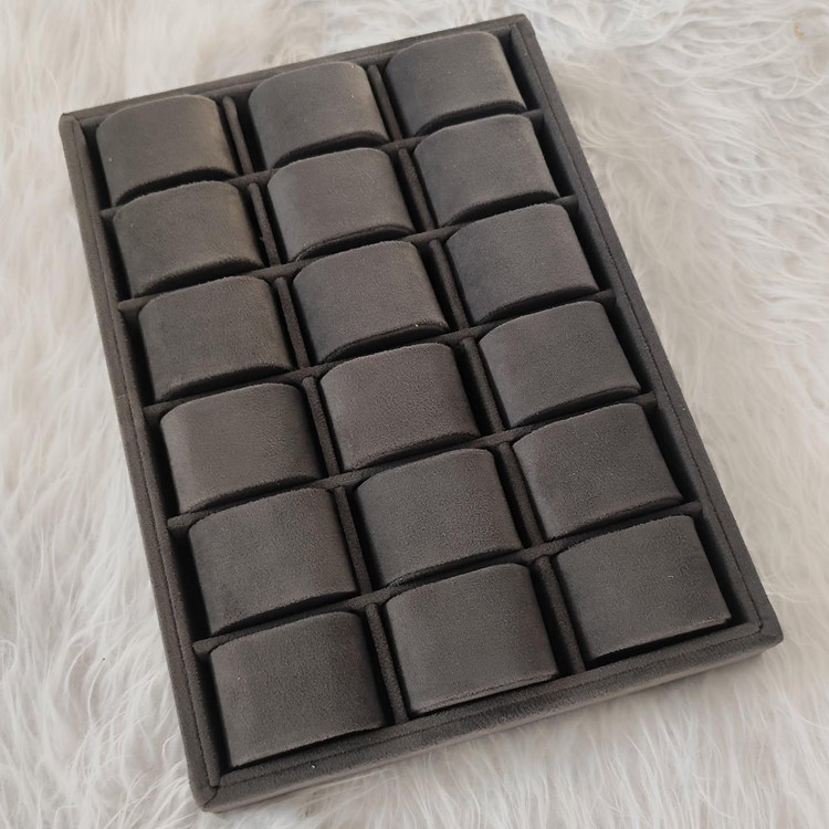 استند و نظم دهنده ساعت فول مخمل طوسی تیره 18 خانه