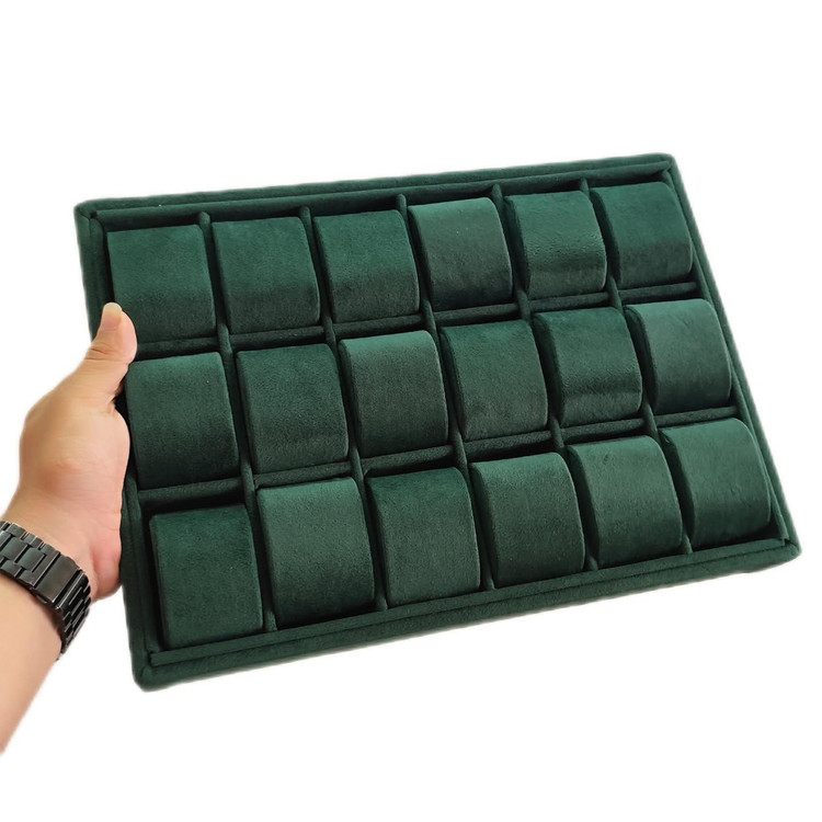 استند و نظم دهنده ساعت فول مخمل سبز 18 خونه