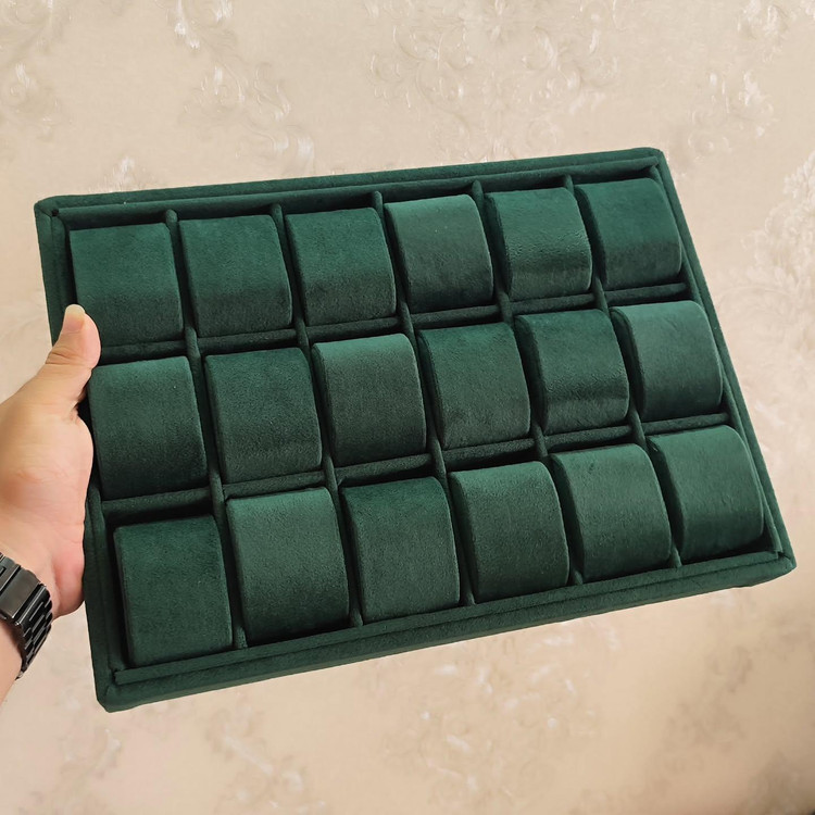 استند و نظم دهنده ساعت فول مخمل سبز 18 خونه