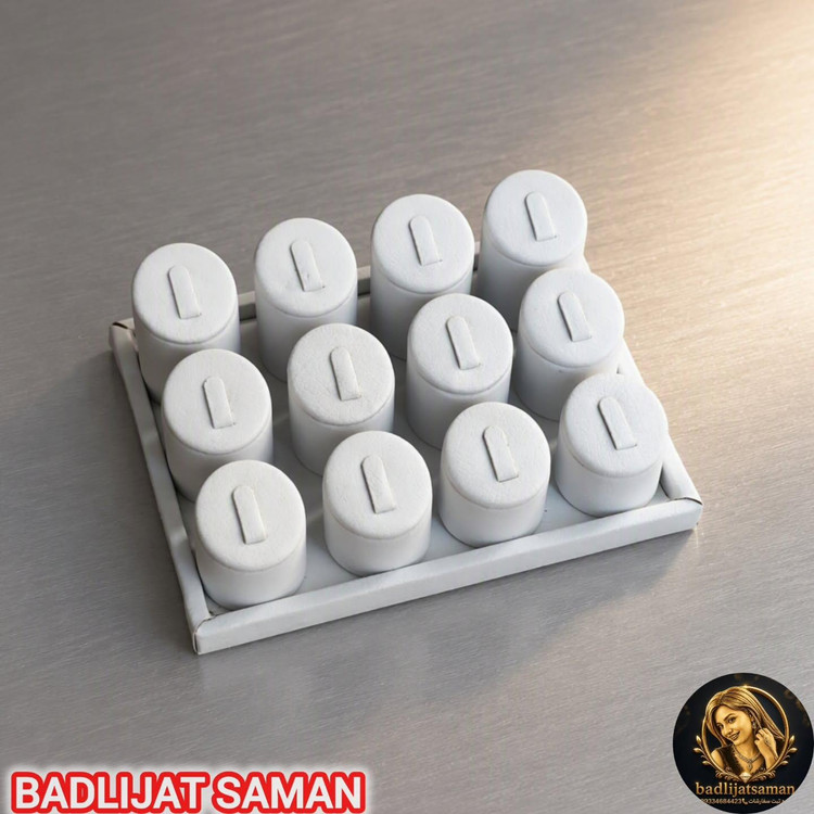 استند انگشتر 12 گیره چرم سفید